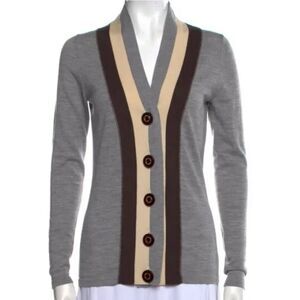 Tory Burch Caz Striped Cardigan Sweater